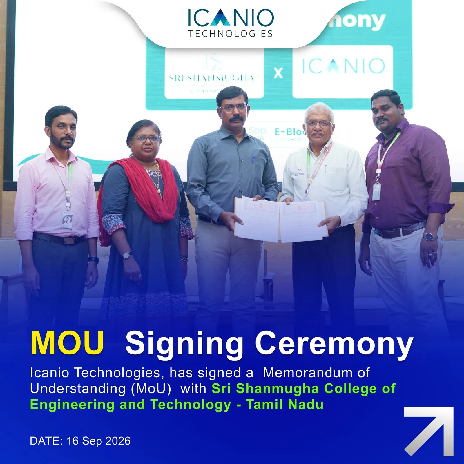 MoU signing ceremony with Sri Shanmugha College of Engineering and Technology